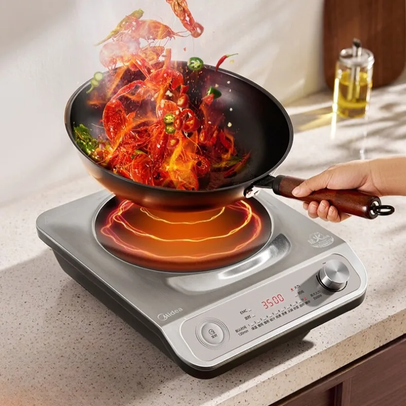 Midea Induction Cooktop, Concave Design, High-Powered for Stir-Frying, 3D Heating, 3500W High Power Induction Cooker