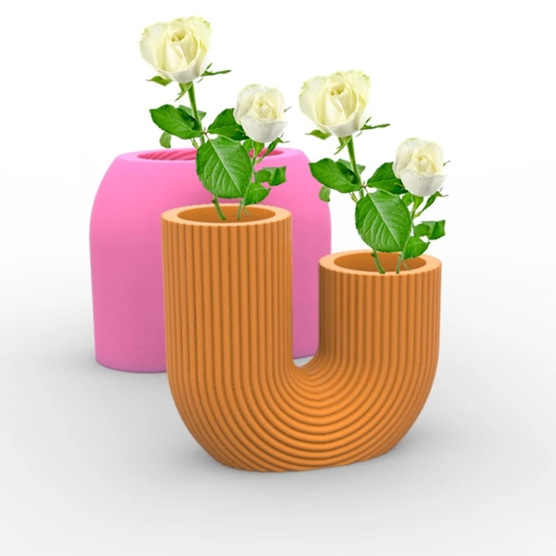 Imagem -05 - Molde de Silicone para Vaso de Flores em Forma de u para Decoração da Casa Molde de Resina Epóxi Molde de Vela