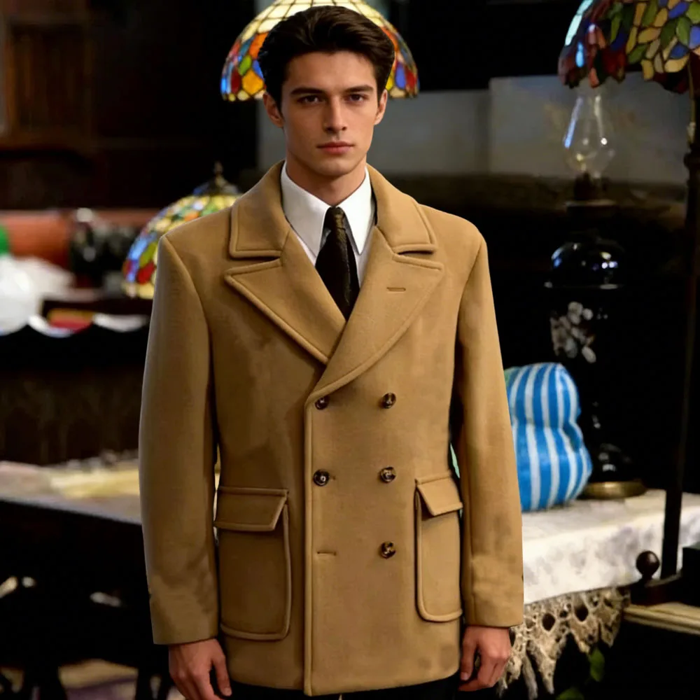 

Classic British Style Man Winter Woolen Short Coat Thick Men's woolen suit Jacket Business Leisure Men Blazer For Office Work