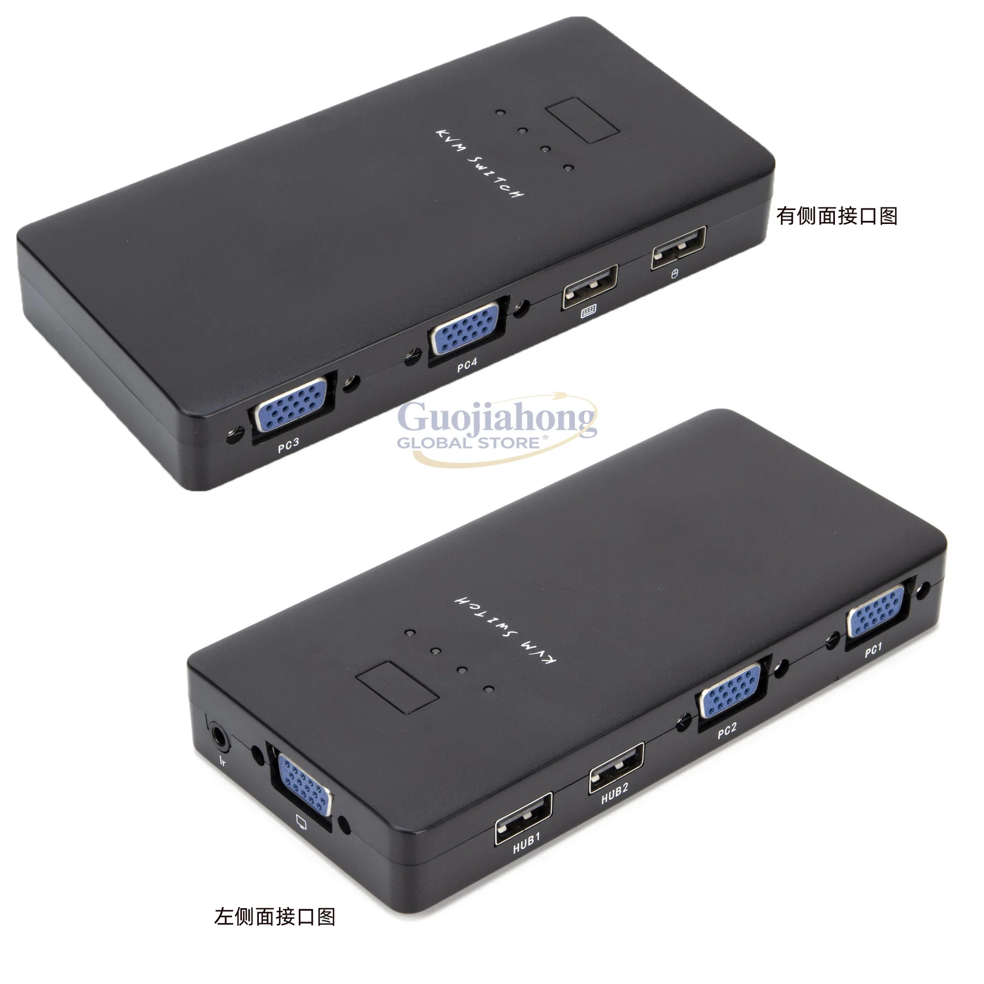 New cross-border USB KVM VGA Switch 4x1 wiring, four in and one out switch, external wire control cutting