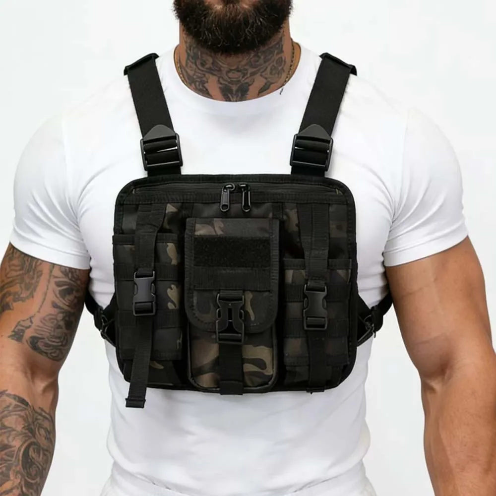 

Outdoor multi-functional tactical chest bag for running, sports, hiking, cycling and fitness, storage bag