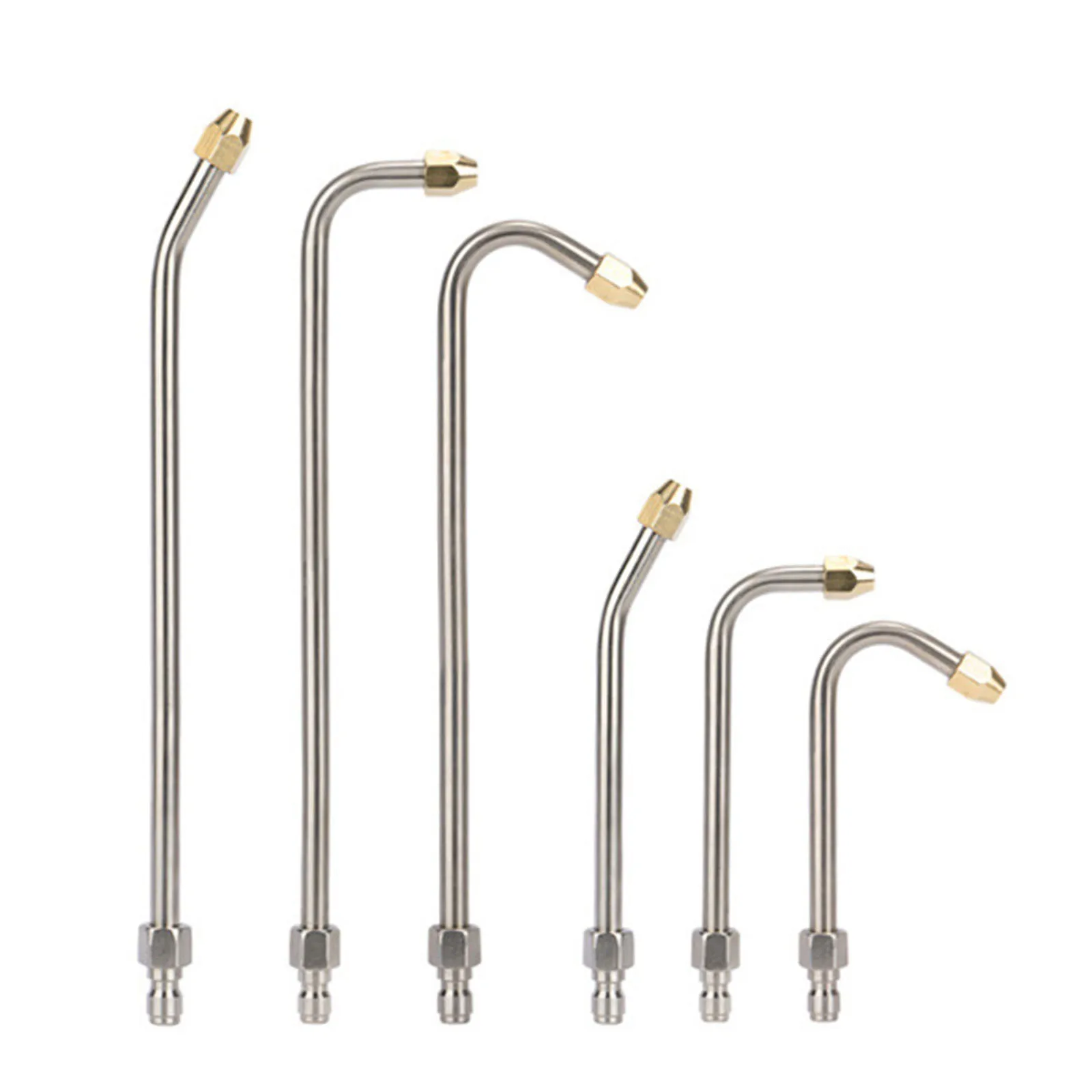 3Pcs Pressure Washer Extension Rod Stainless Steel Multi Angled Extension Lance 1/4in Quick Connect for Gutter Cleaning Tools