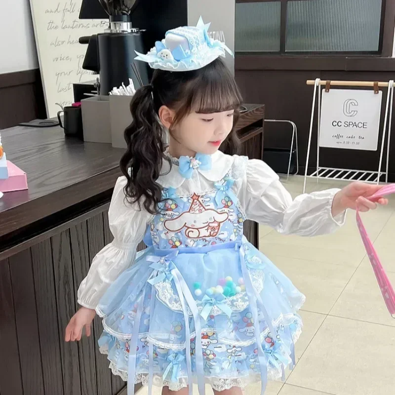 Sanrio Halloween Cinnamoroll Girls Lolita Dress Princess Skirt Cartoon Spring Autumn Party Gifts Performance Cosplay Dress