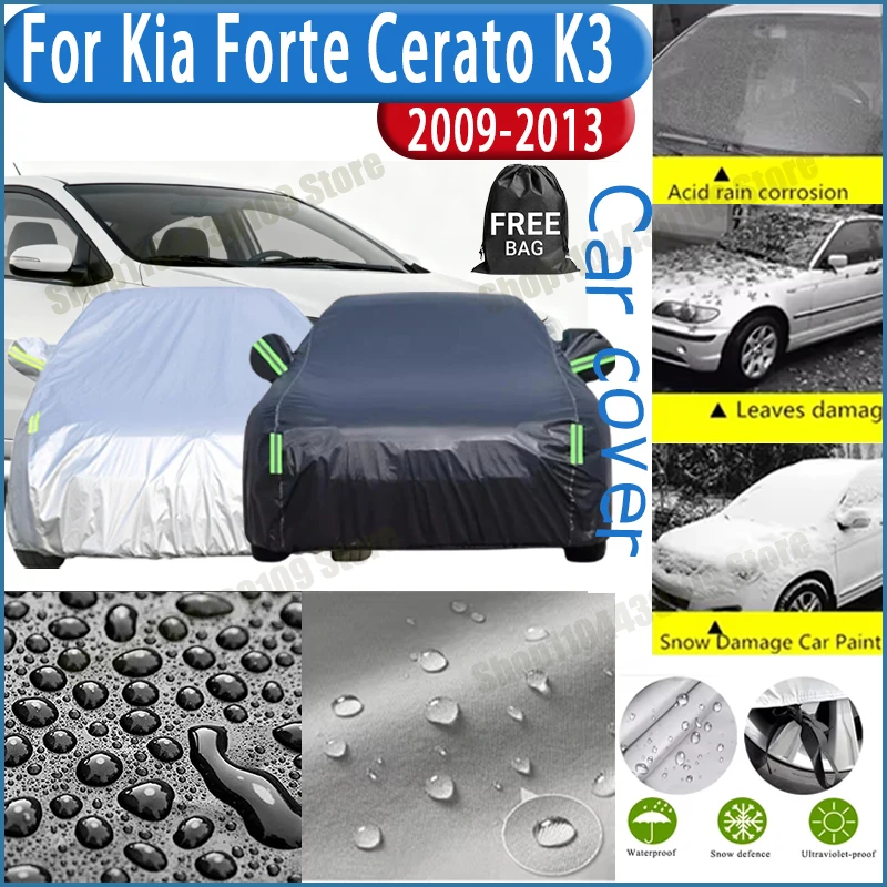 

For Kia Forte Cerato K3 2009-2013 Outdoor Waterproof Snowproof Sunshade Car Cover 210T Custom Protection Storm Hood