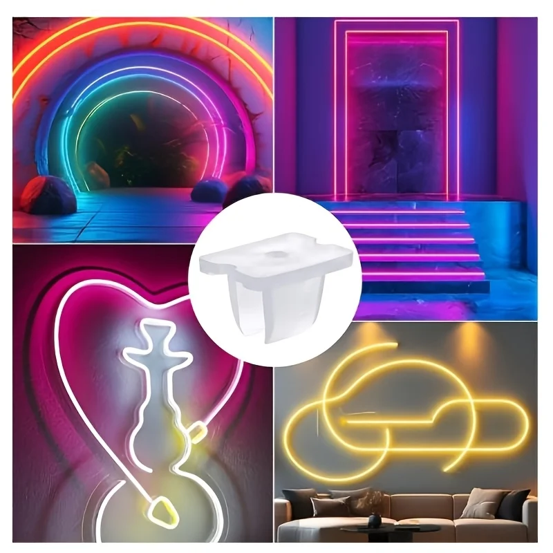 LED Strip Light Mounting Clips/Brackets, Neon Light Mounting Clips, Fixing Clips with Screws, Suitable for 6/8mm LED Strip