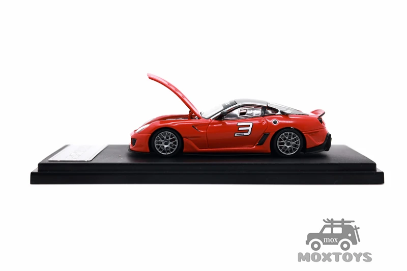 Rhino modelo RM 1:64 599XX rojo limitado999 modelo fundido a presión capó de apertura de coche con motor detallado