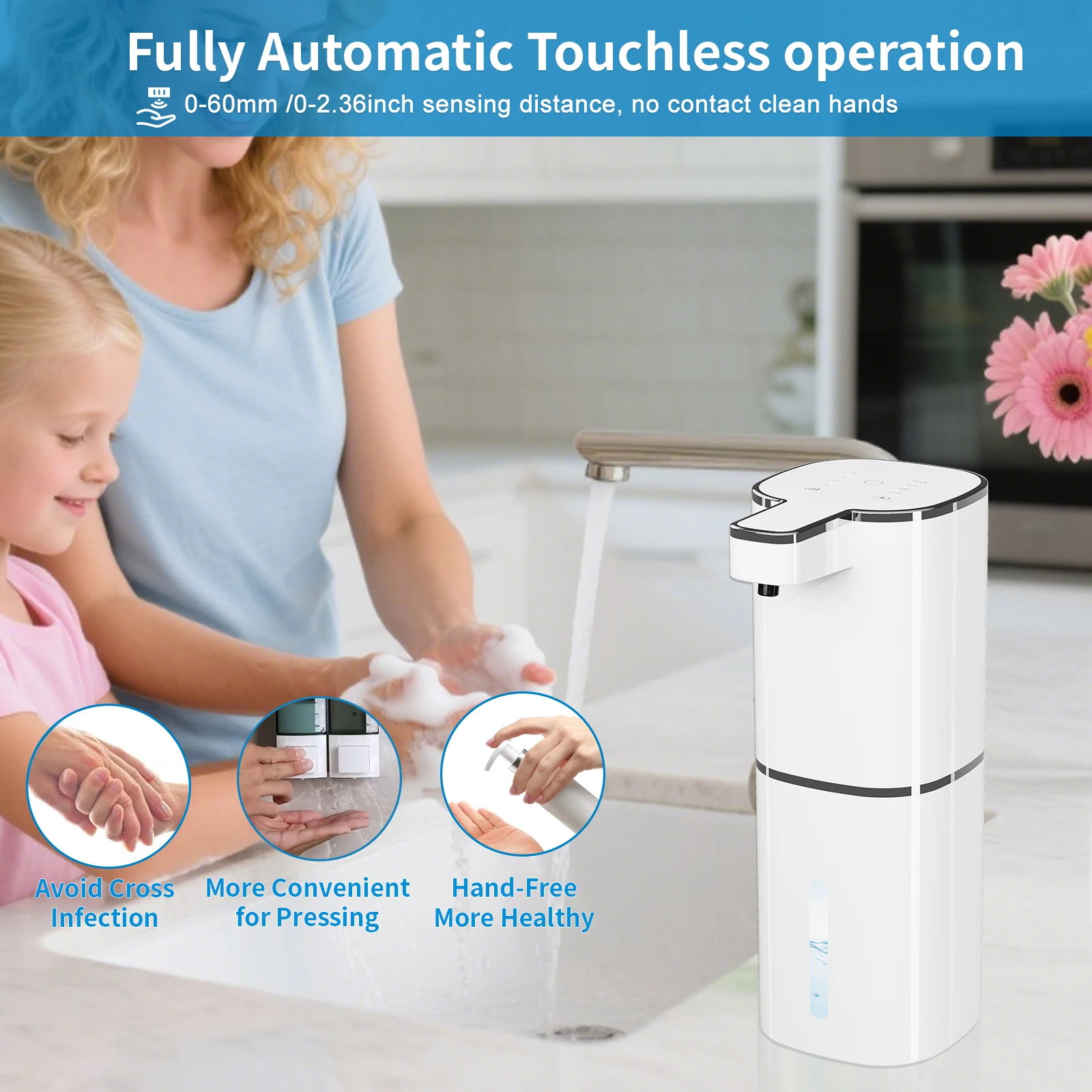 

420ML Automatic Soap Dispenser Touchless Type C USB Rechargeable Electric Soap Dispenser Waterproof Foam/Liquid Dispenser