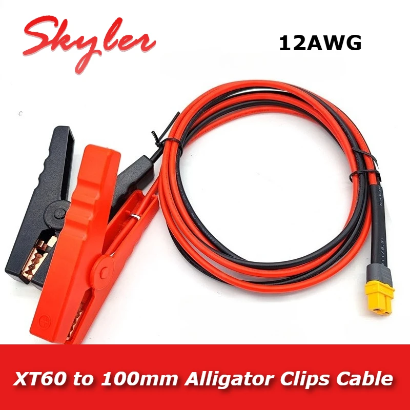 12AWG XT60 M/F to 100mm Alligator Clips Cable Connector Car Battery Model Aircraft 100A Lithium Battery Charging Connection Line