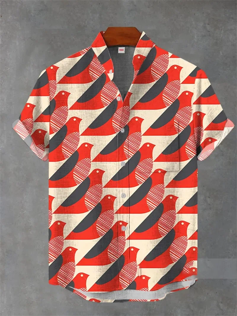 

Men's fashionable, comfortable, exquisite and beautiful pattern linen short sleeved shirt men's casual top