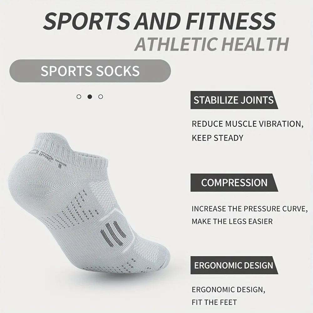 4 Pair Compression Ankle Socks for Running and Fitness - Moisture-Wicking and Breathable Crew Socks for Outdoor Sports