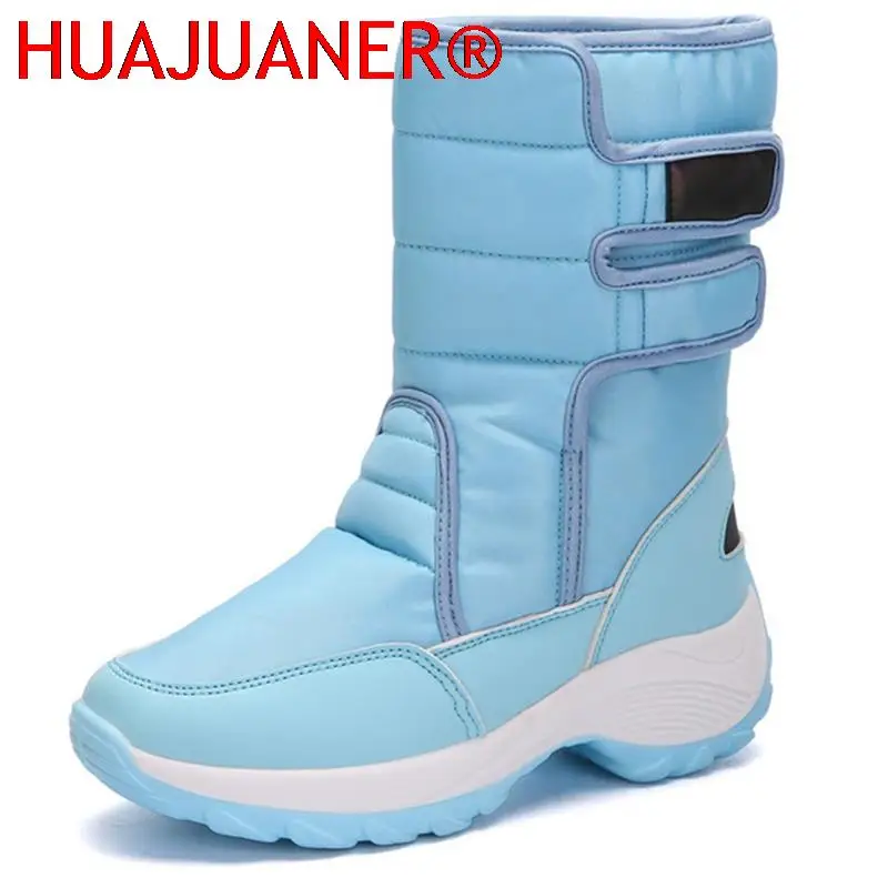 Wasserdichte Stiefel Frauen Winter Schuhe Plattform Stiefel Mit Dicken Fell Mid-Kalb Schnee Stiefel Mode Keil Botas Mujer Schuhe frau