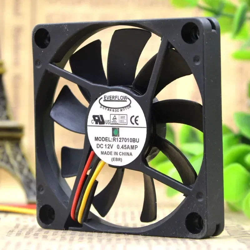 EVERFLOW R127010BU 12V 0.45A 7CM 7010 Cooling Fan for Large Air Volume and Silent Operation