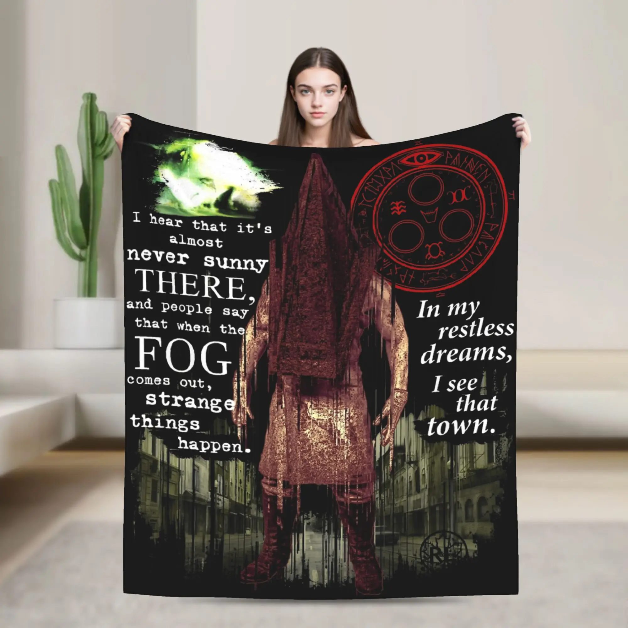Silent Hill Remake Blanket Fleece All Season Halloween Horror  Multifunction Soft Throw Blanket for Bed Car Rug Piece