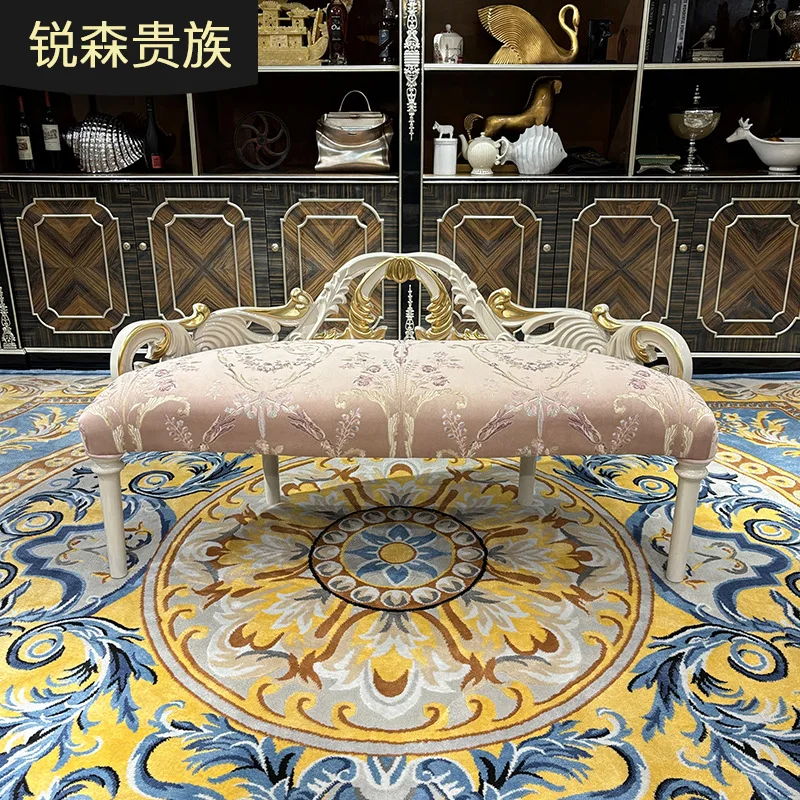 Ruisen noble, French style end stool, European fabric beauty couch, new embroidery recliner, lazy chair, bedroom shoe changing s