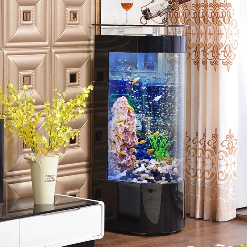 custom.Hot Living Room Wall Leaning Half Round Aquarium Fish Home Decoration
