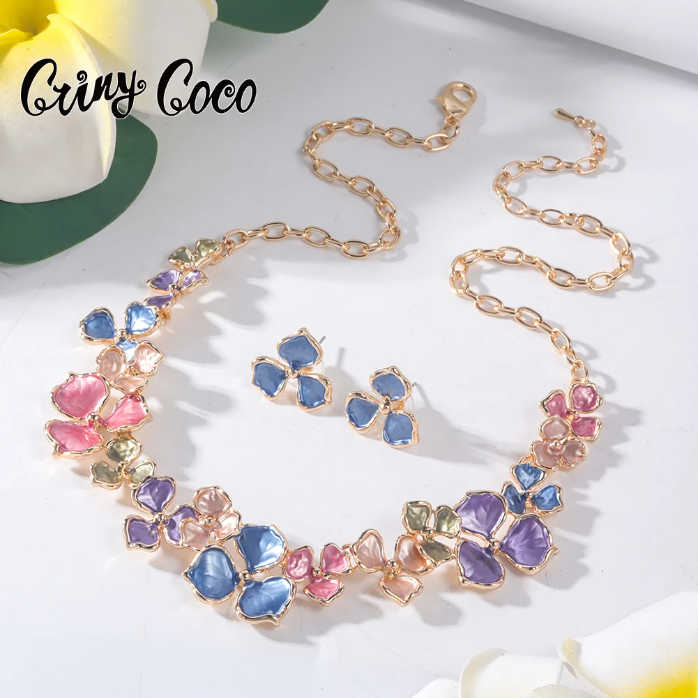 Cring Coco Multicolor Neck Choker Woman Leaf Necklaces Fashion Enamel Chains Necklace Jewelry Accessories for Women Mother\'s Day