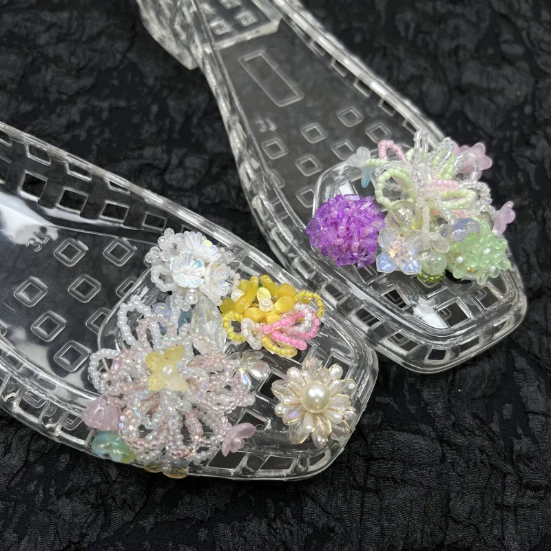 High Quality Handmade Woven Flower Removable Shoe Charms DIY Crystal Shoe Buckle Elegant Decor for Clogs Sandals