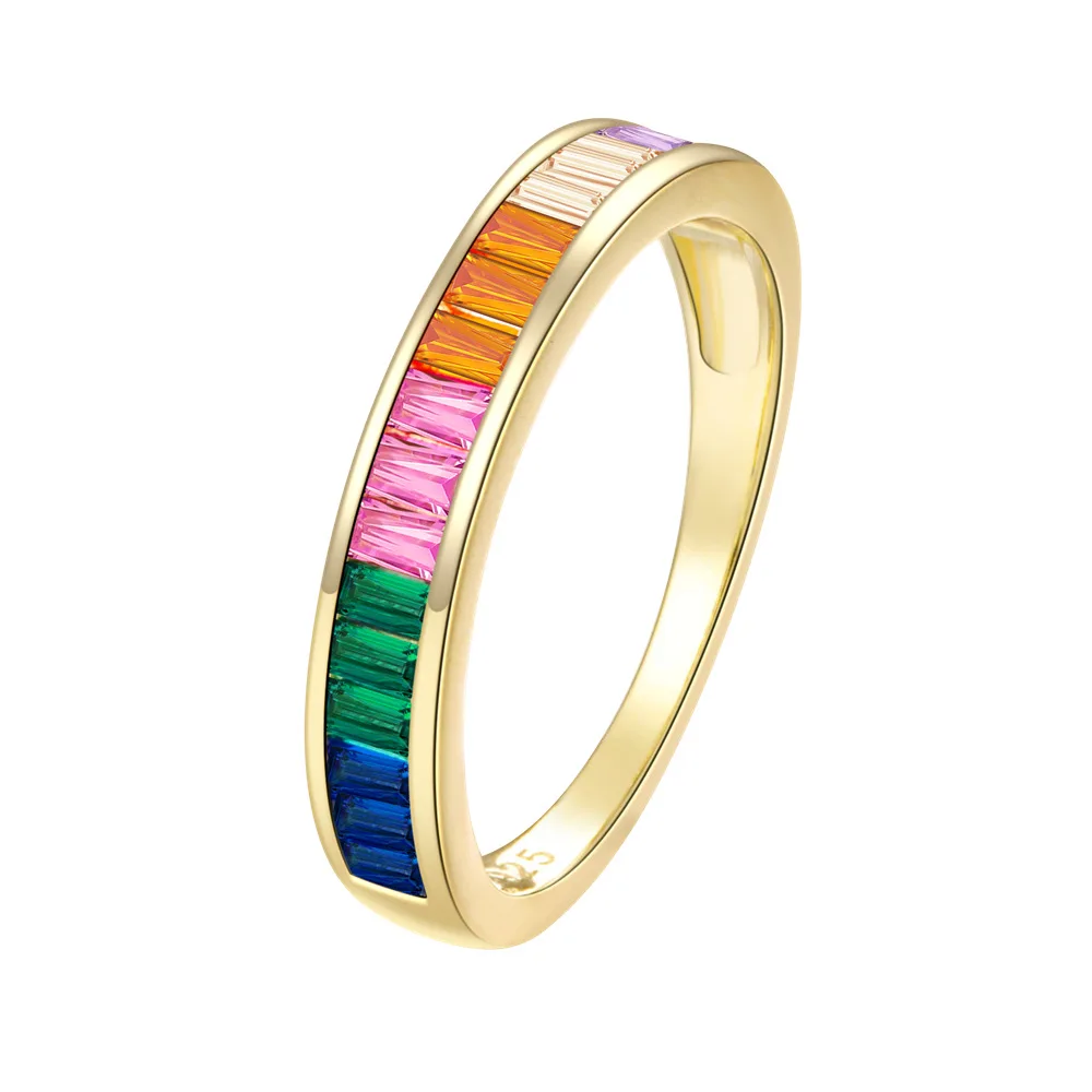 Apexelle Brand Fashion Jewelry 925 Sterling Silver Ring For Women Trendy Colorful Zircon Eternity Ring Bands Fine Jewelry