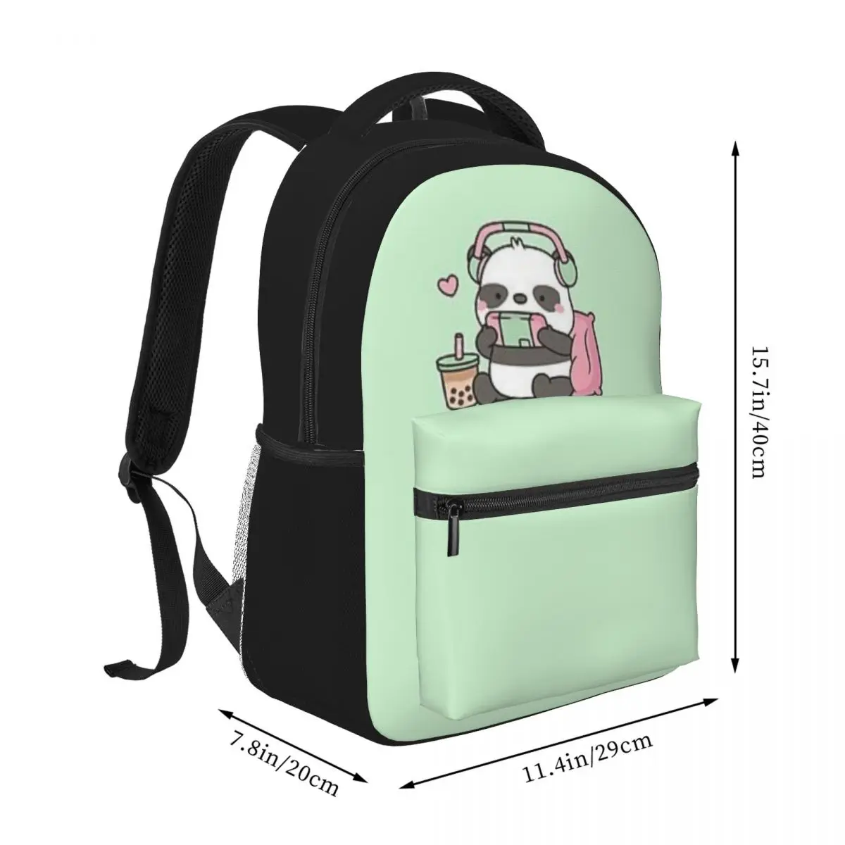 Cute Little Panda Gamer con cuffie uomo donna zaino impermeabile borsa ultraleggera per uomo zaino Book Bag 16 pollici