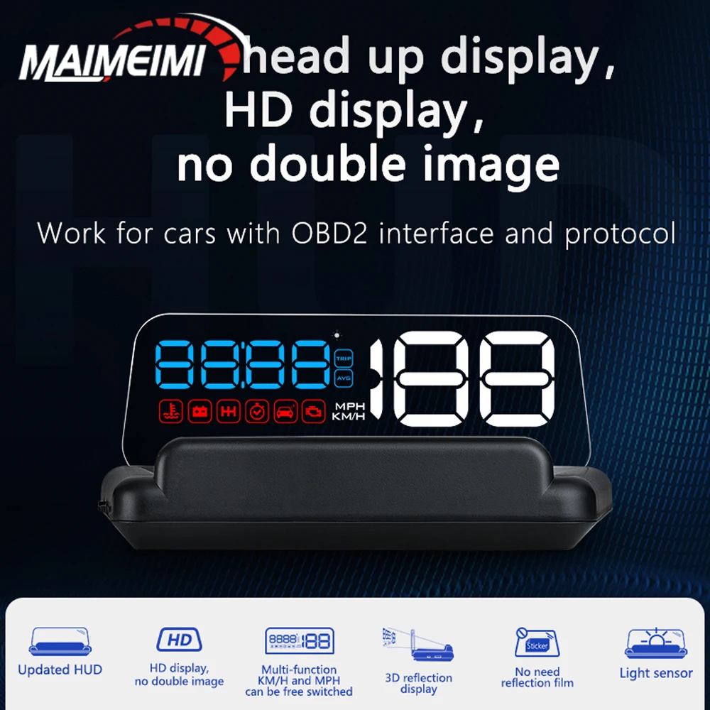 C500 Head Up Display OBD2 HUD Display Digital GPS Speedometer RPM Temp Voltage Fuel Speed Alarm Electronic Part Y03 Speedometer