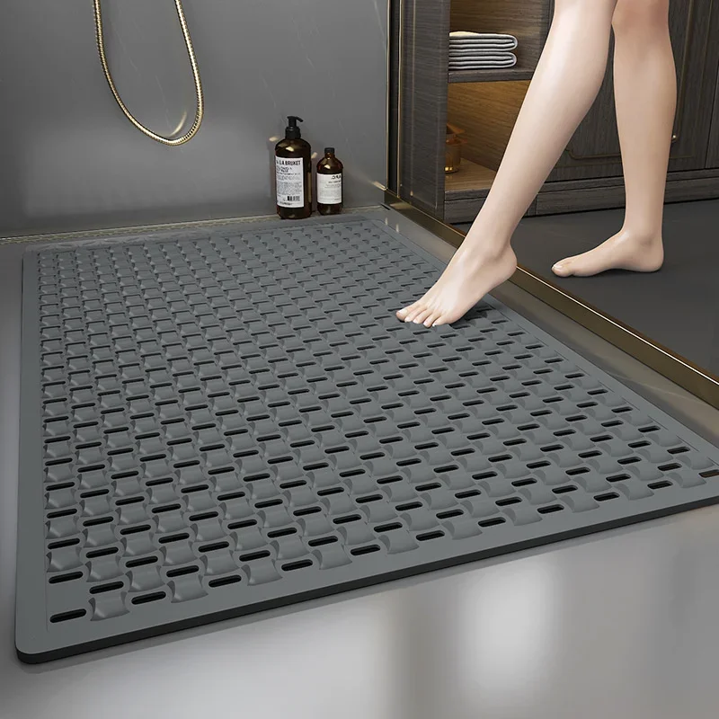 Black Waterproof Feet Mat with Anti-Slip Protection for Shower and Bathroom Rug Toilet Decor