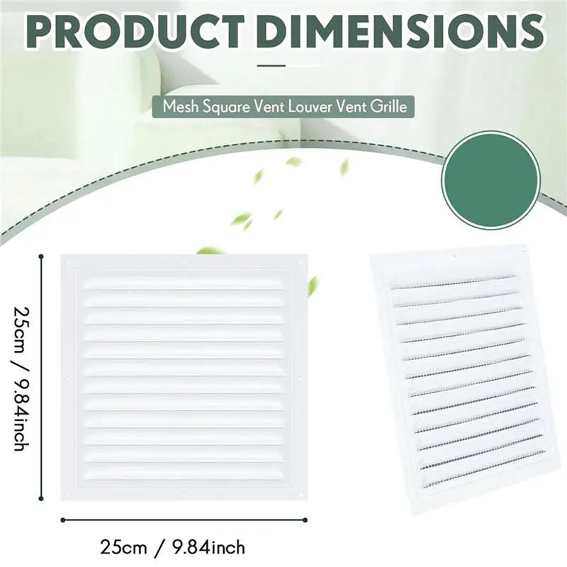 ABUL-4Pcs Attic Vents Gable Vents Aluminum Wall Vent Metal Shed Vent With Screen Mesh Square Vent Louver Vent Grille