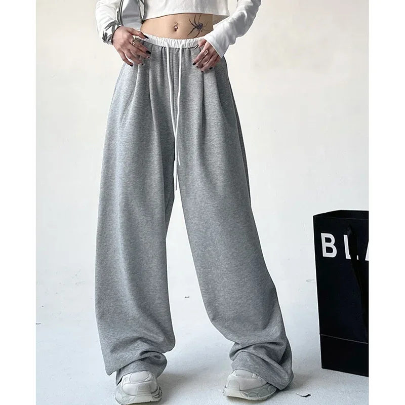 2025 Streetwear Pants Lady High Waist Slacks Women Chic Fashion Patchwork Trousers Girls Korean Casual Wide Leg Sweatpants