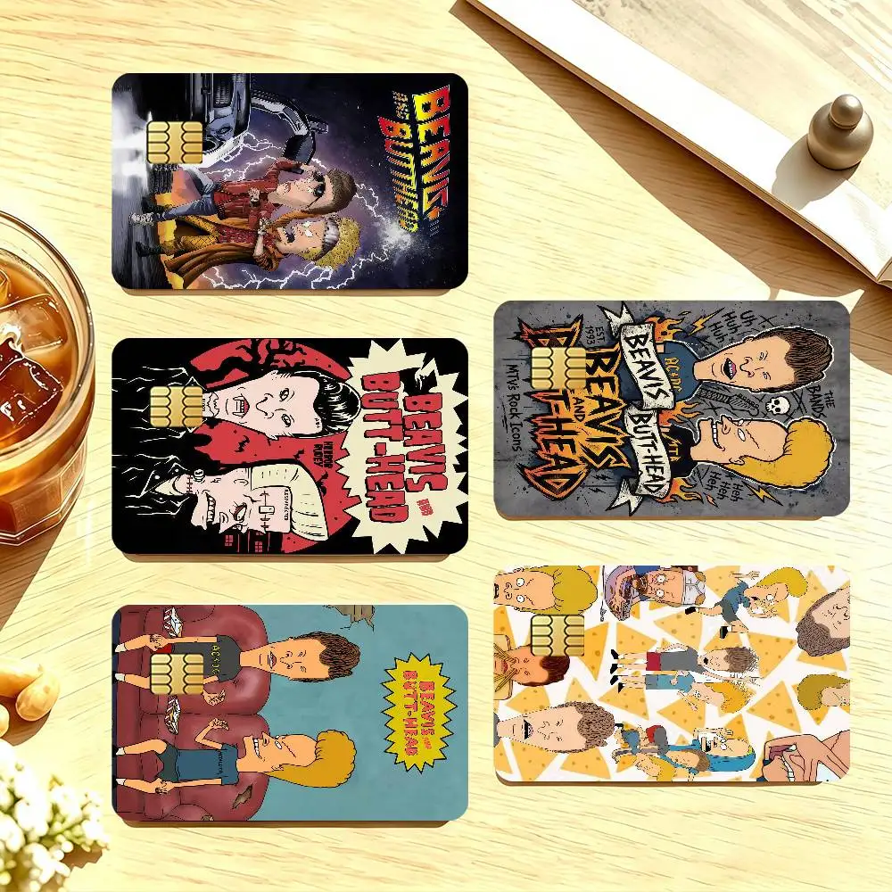 Cartoon B-Beavis And Butthead Credit Card Public Transportation Cards Sticker Waterproof Card Face Decoration 4PCS