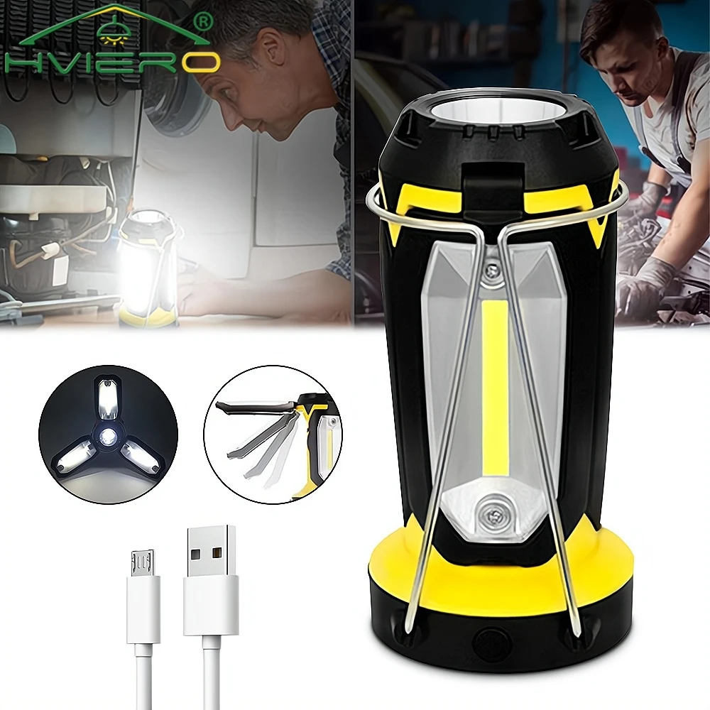 

Hand Lantern Outdoor Portable Camping Lamp LED Bulb Three-in-one USB Charging Tent Lighting Emergency Night Fishing Work Light