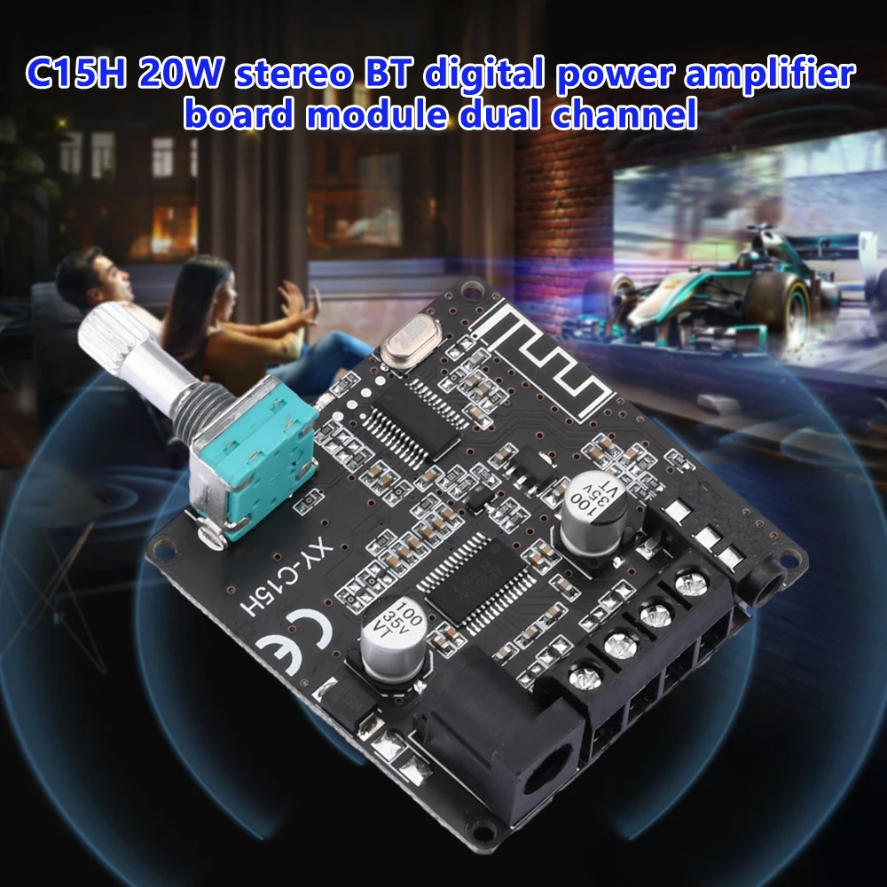 

C15H 20W*2 bluetooth power amplifier module stereo dual channel bluetooth AUX input Amplificador Audio Speakers