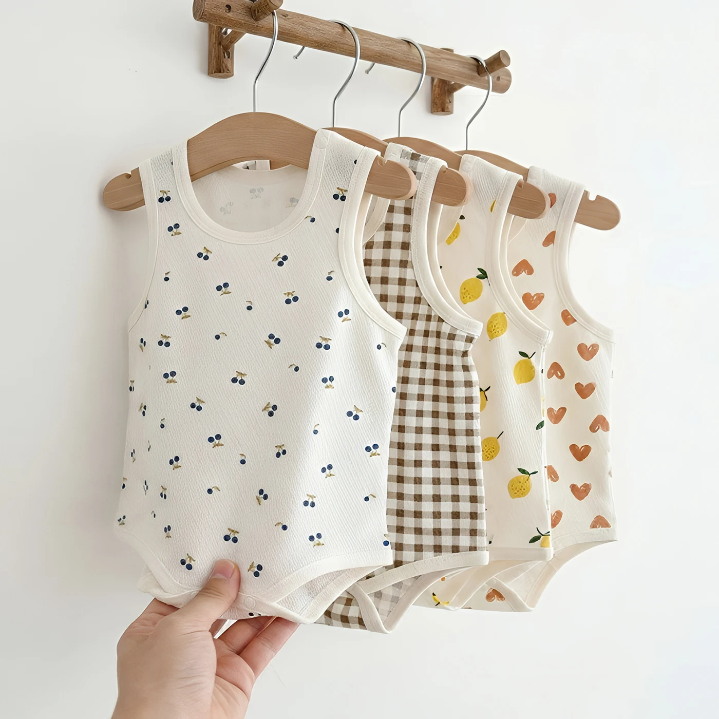 Ircomll 2 Pcs Summer Cute Thin Baby Boy Girl Jumpsuits Comfortable Fabric 0-18M Sleeveless Infant Clothes Vest Crawling Clothes