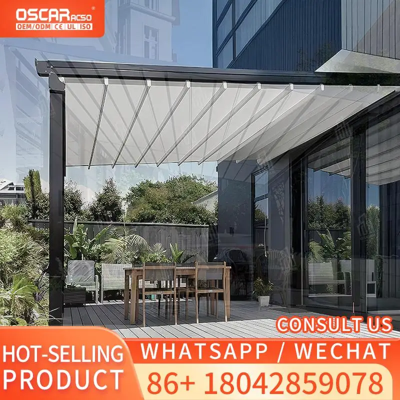 

Outdoor Retractable Waterproof Sunshade for Hotel Swimming Pool with Retractable Roof and Pergola Feature Retractable Canopy Per