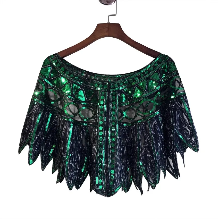 

Women's Shiny Sequins Lace Mesh Pashmina Female Spring Summer Vintage Performance Sunscreen Party Shawl Cloak Collar R2658