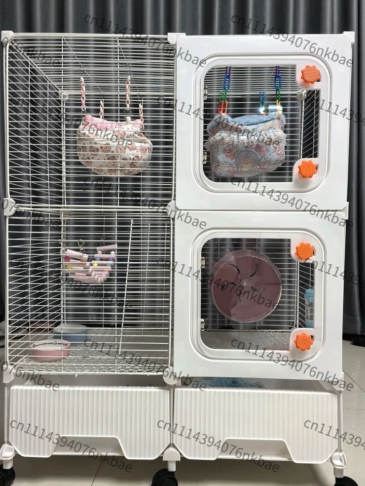 Large Multi-Level Encrypted Pet Cage Ultra Secure Escape-Proof Pet Mansion Villa for Flying Squirrels Chinchillas Indoor Habitat