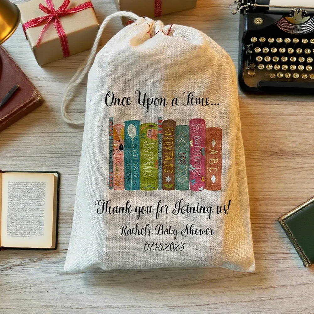 

Персонализированные 5 шт. Once Upon A Time, подарочные пакеты для детского душа, библиотечная книга, детский аксессуар для дня рождения, подарок «Спасибо»