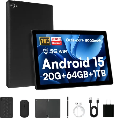 Nueva tableta de 10 pulgadas Android 15 octa-core 20GB RAM 64GB ROM 1280x800 IPS tabletas PC WiFi6 Bluetooth5.3 Widevine L1 juego de teclado