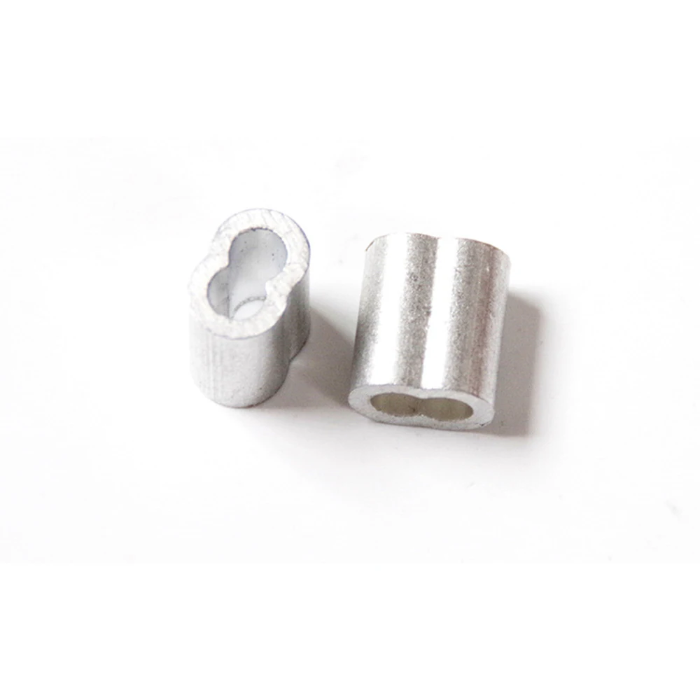 10/20/50PCS Aluminum Crimping Loop Sleeve Wire Rope Ferrule Double Hole Clamp Diameter 1mm-12mm