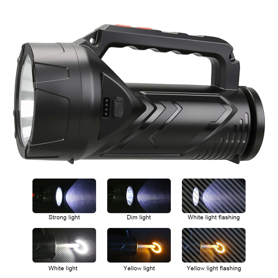 Torcia LED multifunzionale 6 modalità di illuminazione Faretto portatile telescopico ricaricabile Lampada da campeggio per esterni