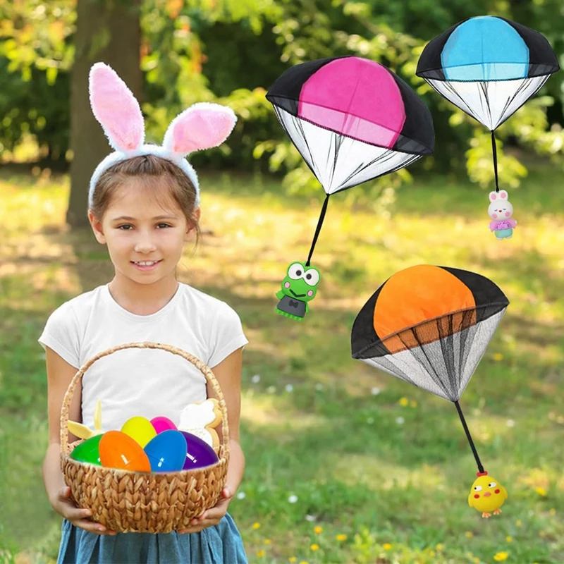 Easter Eggs With Easter Parachute Toys Throwing Toy For Kids Boys Girls Easter Basket Stuffers Fillers Gifts 6 Pack