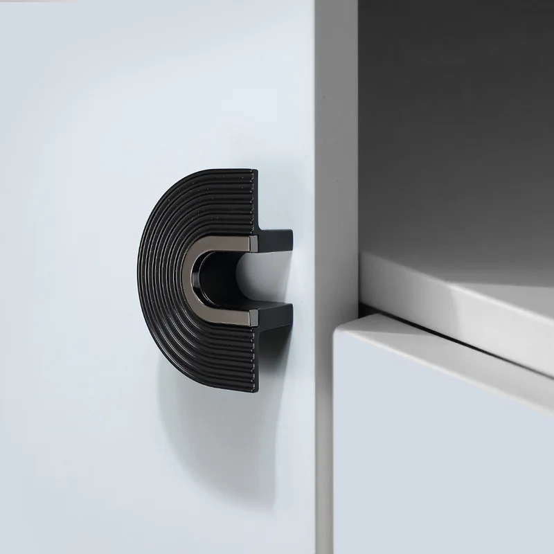 Schwarzer, halbrunder Schranktürgriff mit Persönlichkeit, Kleiderschrank-Türgriff, Schrank-Schubladengriff