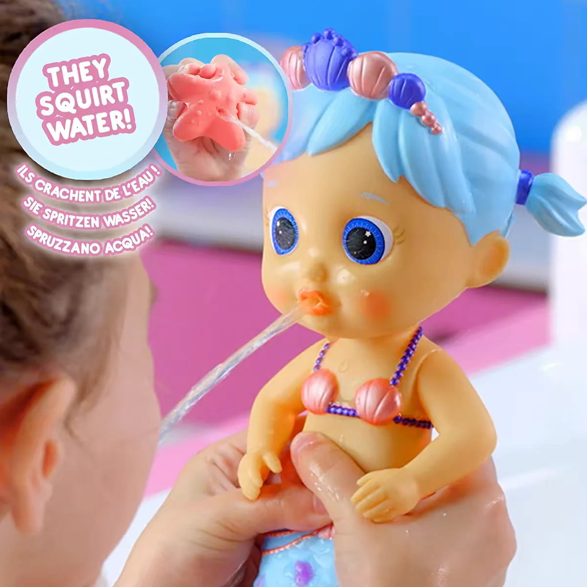 Muñeca de sirena para niños, baño, ducha, spray, burbujas, juguete, muñeca de agua de playa para niños