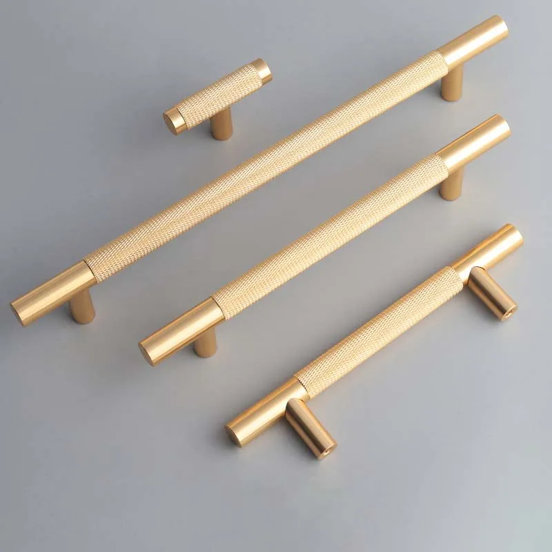 Light Luxury Gold Wardrobe Door Handle Nordic Modern Simple Drawer Cabinet Wine Cabinet Door Round Rod Knurled Handle Door Knobs