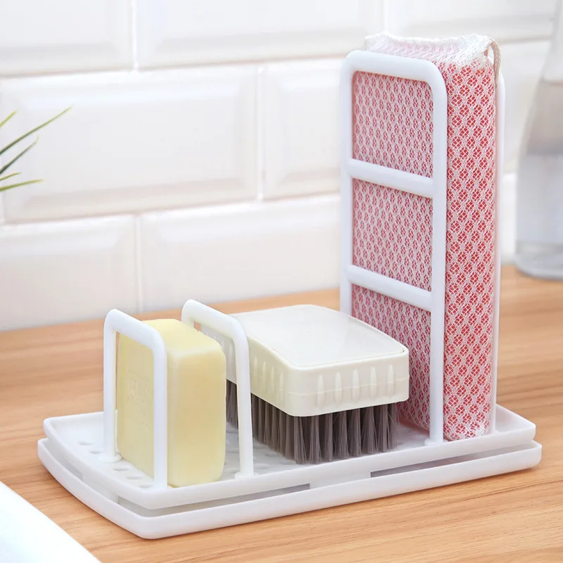 Kitchen Desktop Rag Rack Multi-Function Dish Cloth Drain Free Punching Sponge Soap Shelf Storage Holders Racks dish drainer