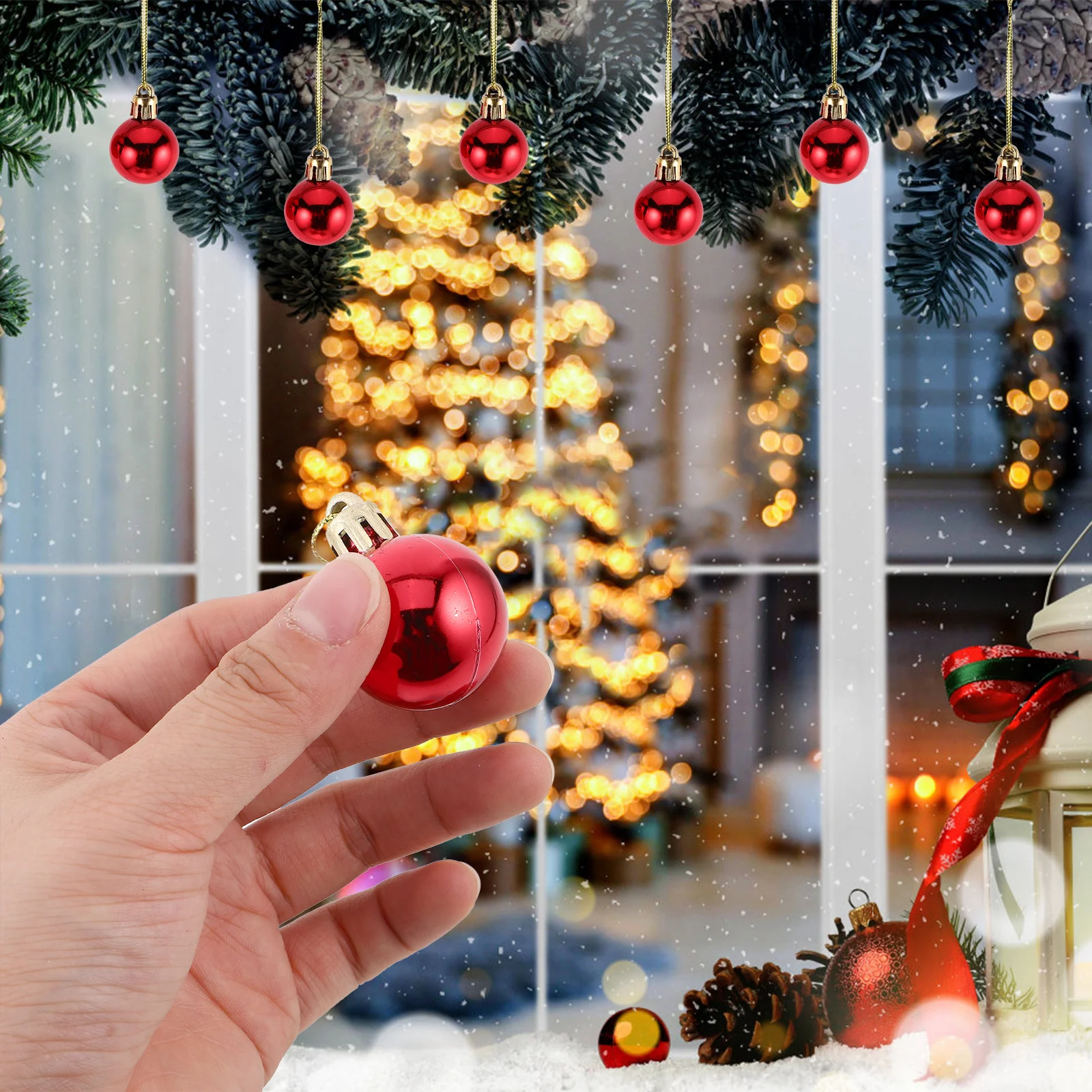 

12Pcs 3cm Christmas Baubles Red Shining Decorative Balls Tree Party Ornament 3cm Shining Christmas Baubles Round Balls