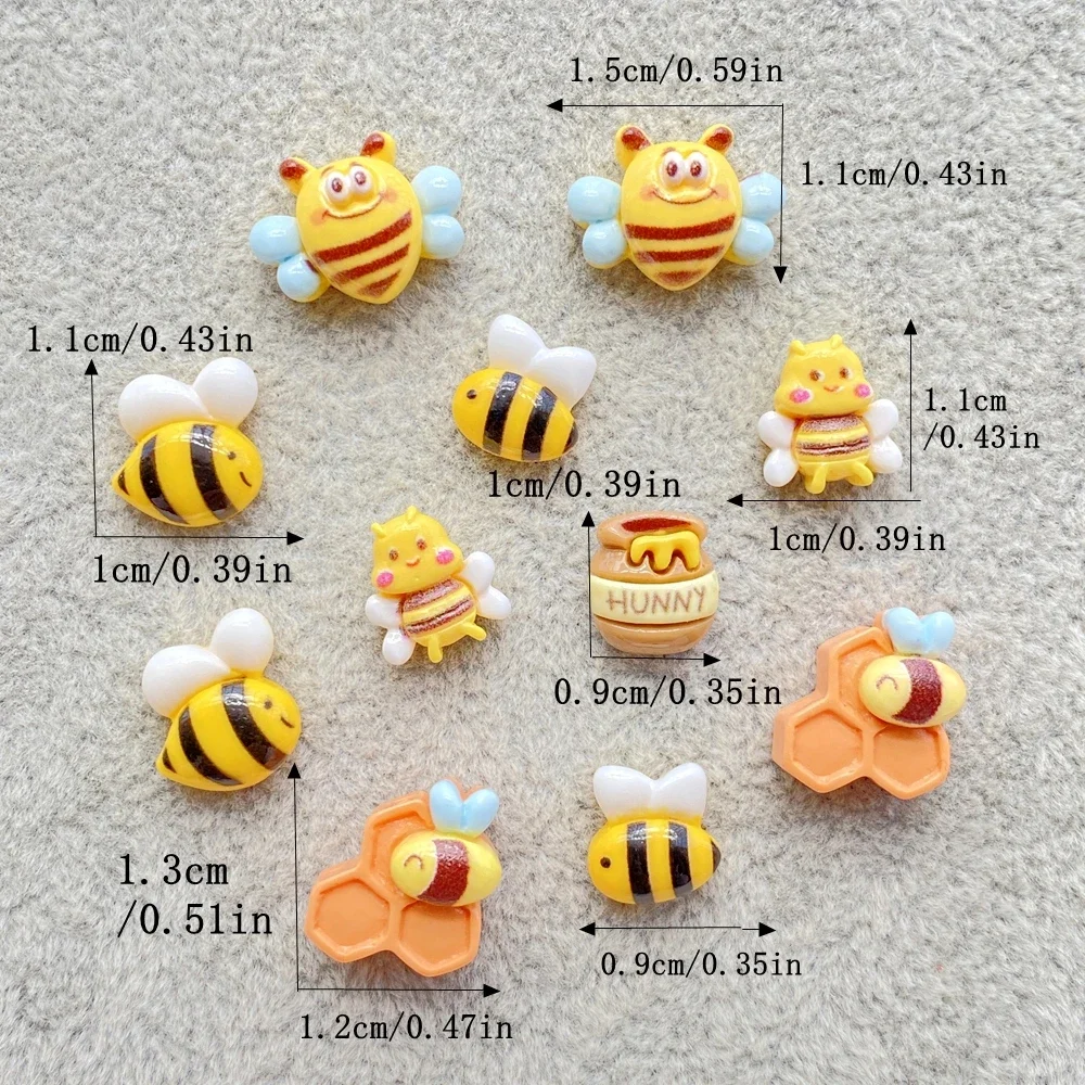 30Pcs Cute Mini Cartoon Bee, Bee Jar Flatback Figurines Scrapbook Wedding Applique Home Decor Crafts