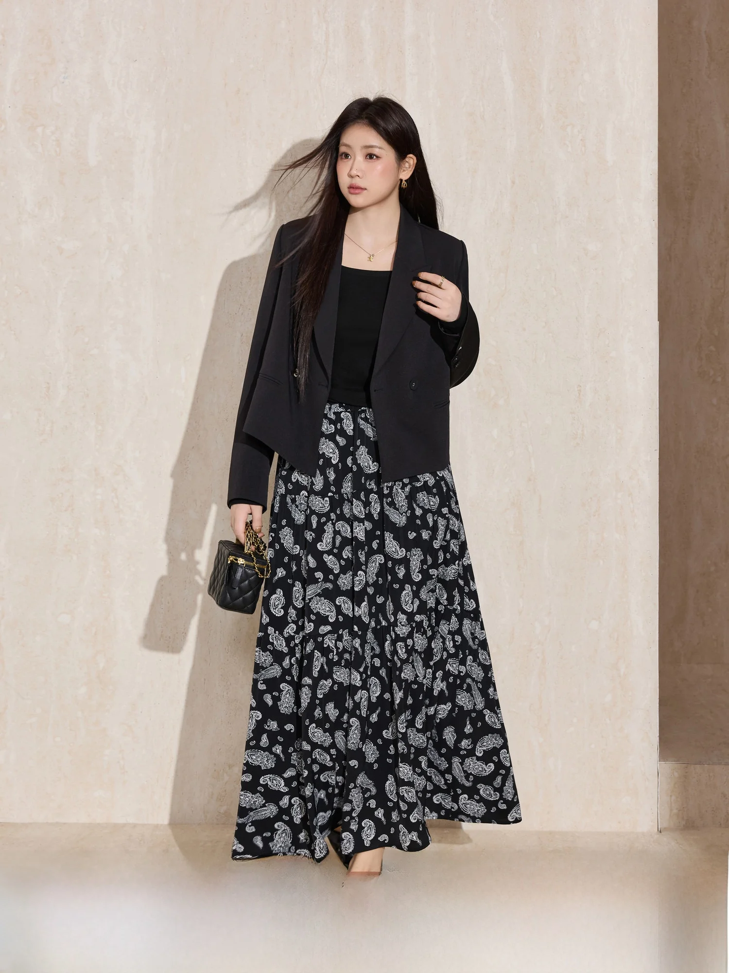 

Blue Language plus Size Women's Casual Simple Sle Vintage High Waist Long Skirt Suit Set Hip Concealing A-Line Dr