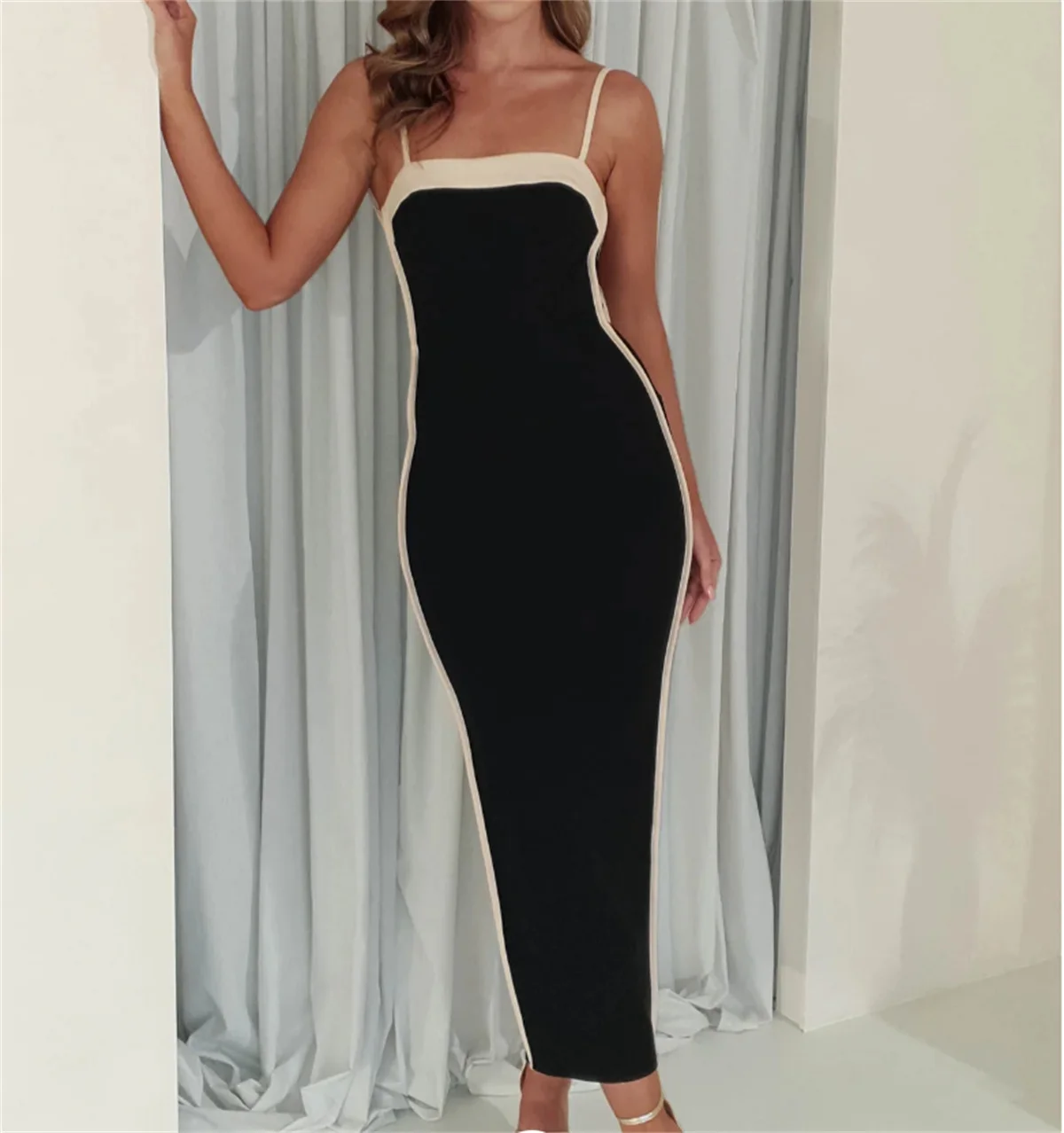 Classic Black & White Contrast Bow Evening Dress Sexy Open Back Suspender Sleeveless  Prom Gown Hot Sale Custom Formal Occasion