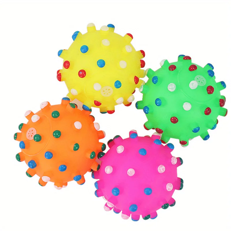 قطعة واحدة من لعبة صوت الحيوانات الأليفة بلون عشوائي من الفينيل على شكل كرة شوكة صغيرة على شكل كلب