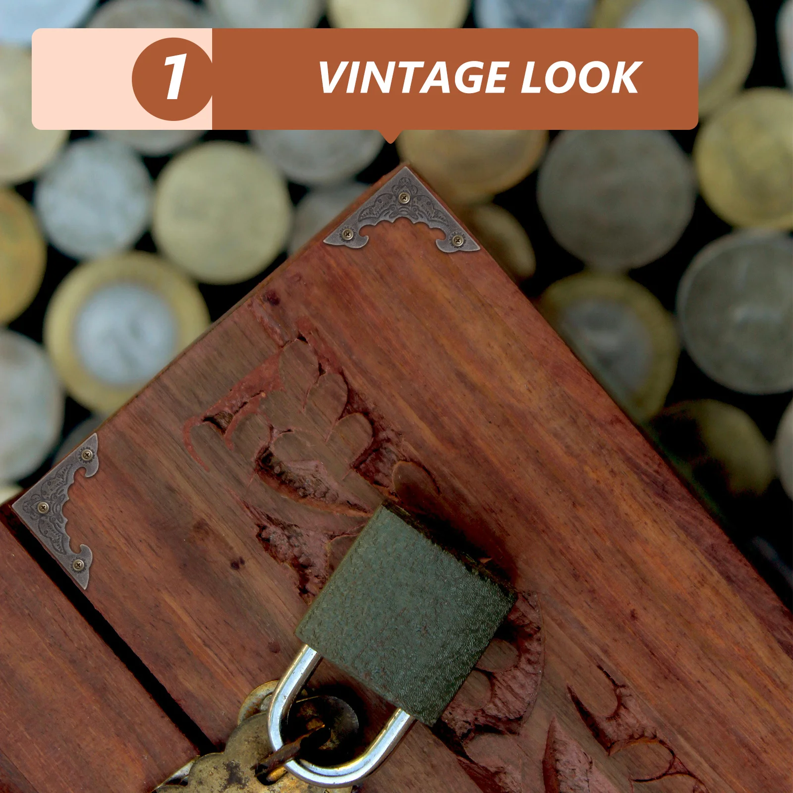 

100Pcs Iron Metal Corner Protectors Vintage Decorative Corner Brackets for Wooden Jewelry Boxes Furniture Cabinet Protection