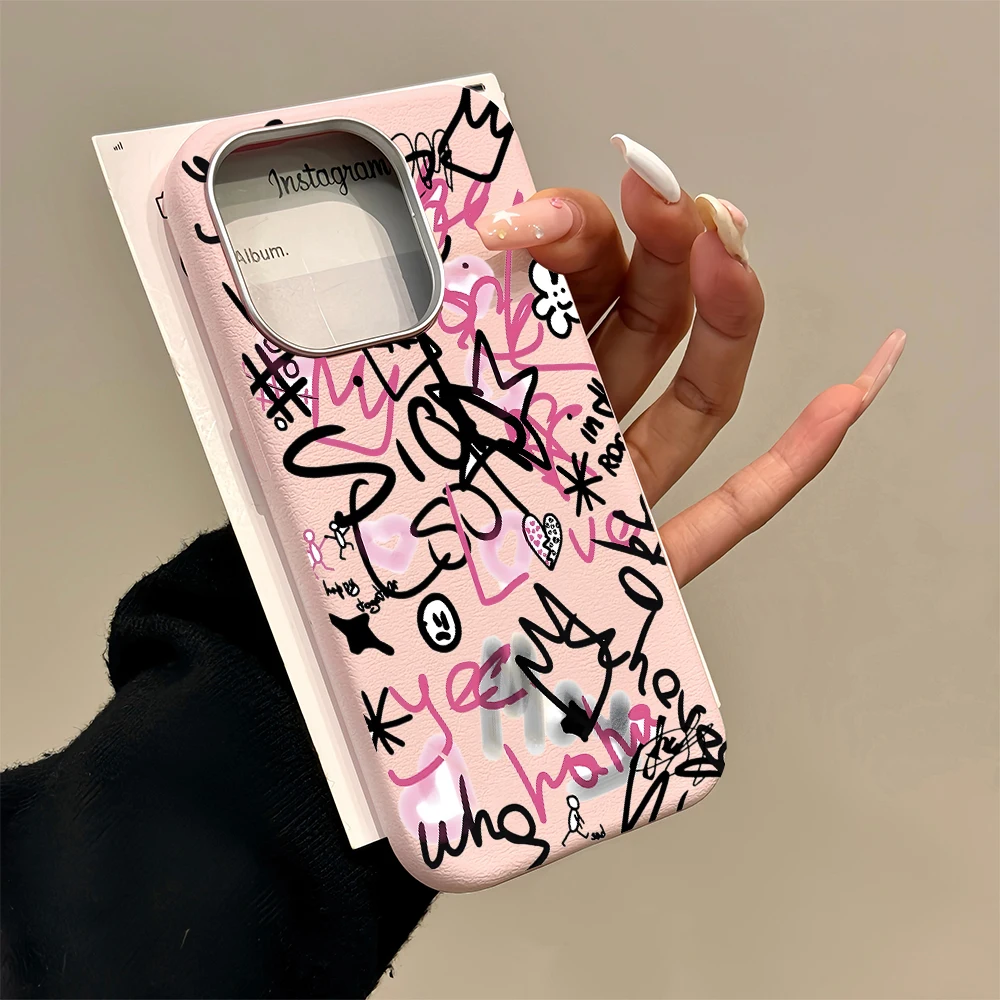 Retro-Graffiti-Y2K-Schutzhülle für iPhone 16 15 Pro Max Hüllen iPhone 17 11 12 13 ProMax 14 15 16 Plus 8 XS XR Stoßfeste TPU-Abdeckung – Detail 3